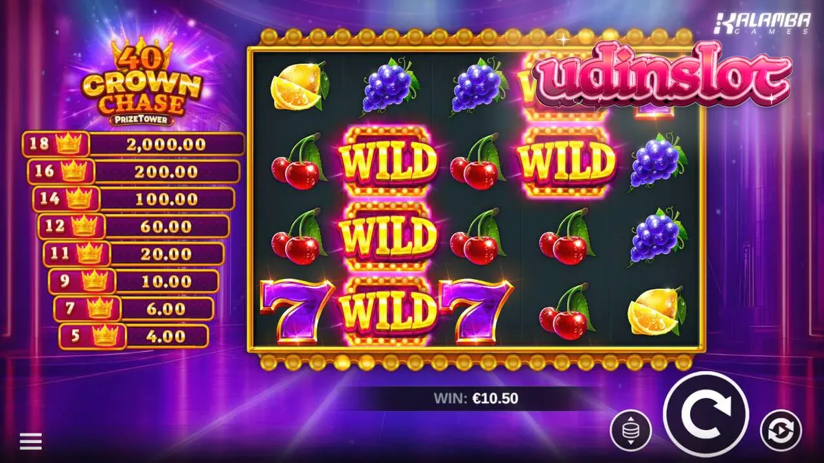 Tampilan visual slot 40 Crown Chase PrizeTower dengan tema kerajaan